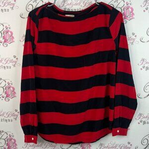 GAP long sleeve stripes Red and Black Striped Top button sleeve detail